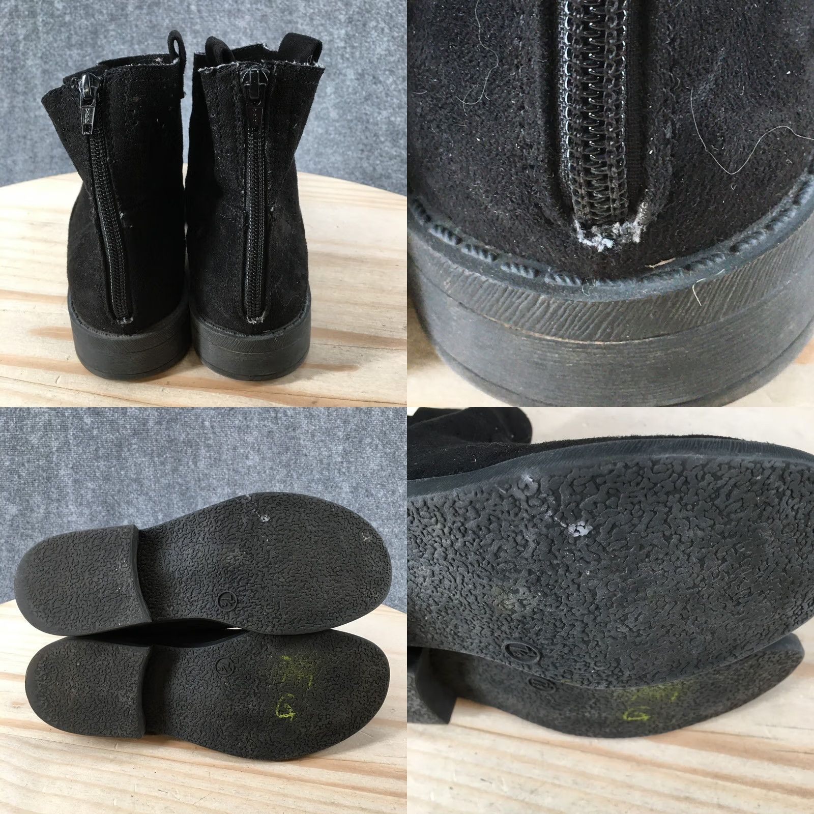 Vintage Arizona Boots Womens 7.5 M Ankle Booties Black Fabric Back Zipper Casual Heels Size US 8 / IT 38 - 8 Thumbnail