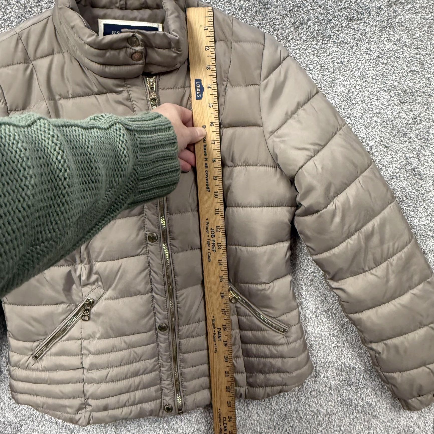U.S. Polo Assn. U.S. Polo Assn. Jacket Womens Medium Beige Quilted Puffer Full Zip Warm Winter Size M / US 6-8 / IT 42-44 - 3 Thumbnail