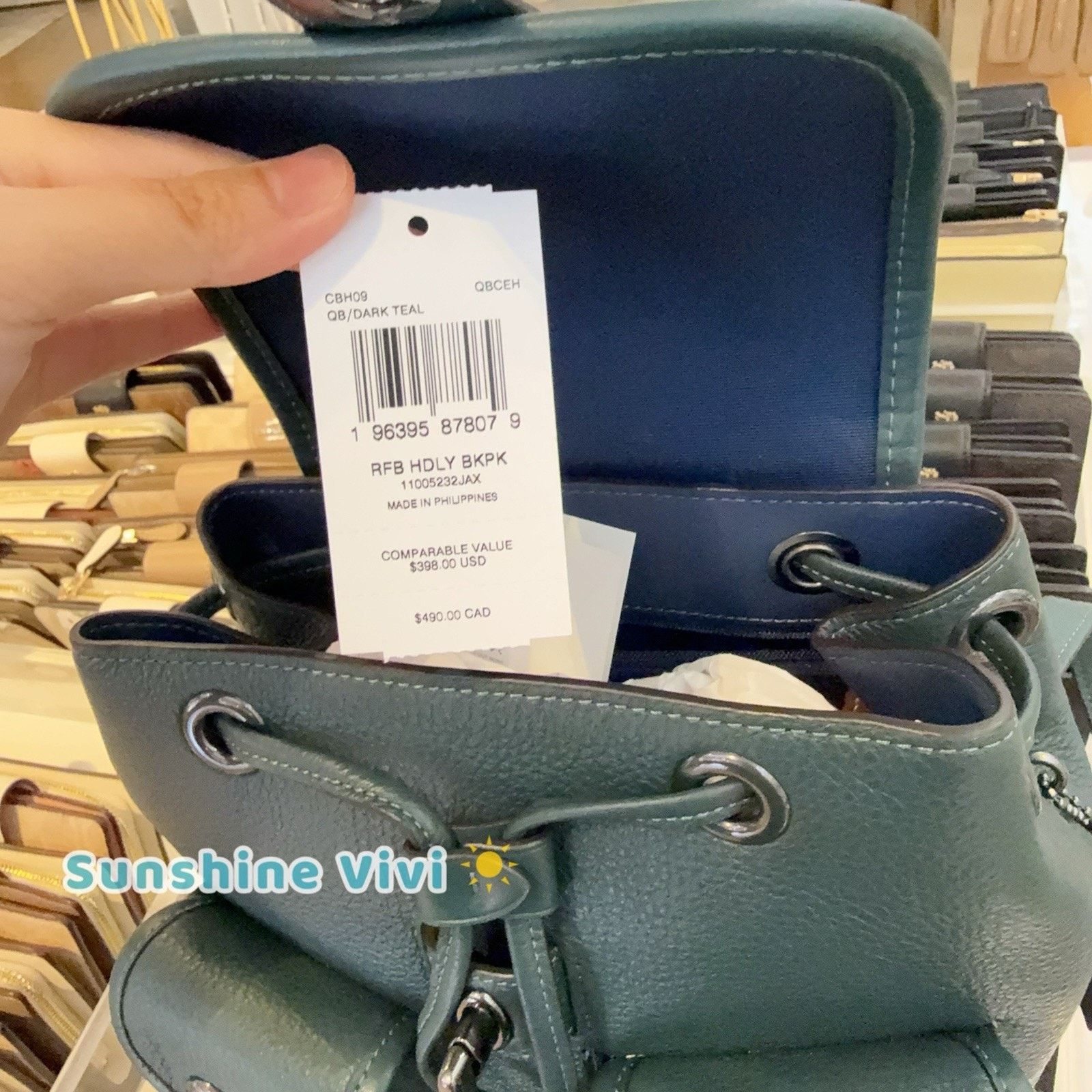 Coach NWT Coach Hadley Backpack CBH09 Leather Dark teal/black Size ONE SIZE - 5 Thumbnail