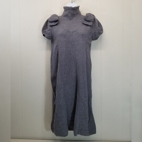 Anthropologie Moth SMALL Gray Jay Wool Sweater Dress Bows Anthropologie Me Size S / US 4 / IT 40 - 1 Thumbnail