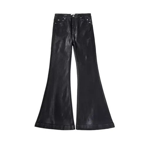 VIBE Vintage Washed Heavy Coated Micro Flare Casual Jeans Size US 34 / EU 50 - 8 Thumbnail