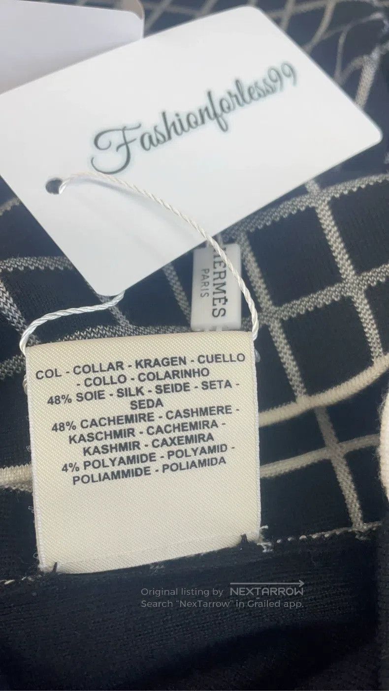 Hermes Hermes Black and white checkered high-necked cashmere knit Size XS / US 0-2 / IT 36-38 - 5 Thumbnail