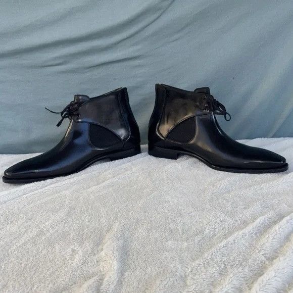 Mezlan EUC Mezlan Affleck Genuine Calfskin Back Zipper Boots Black Size US 10.5 / EU 43-44 - 2 Thumbnail