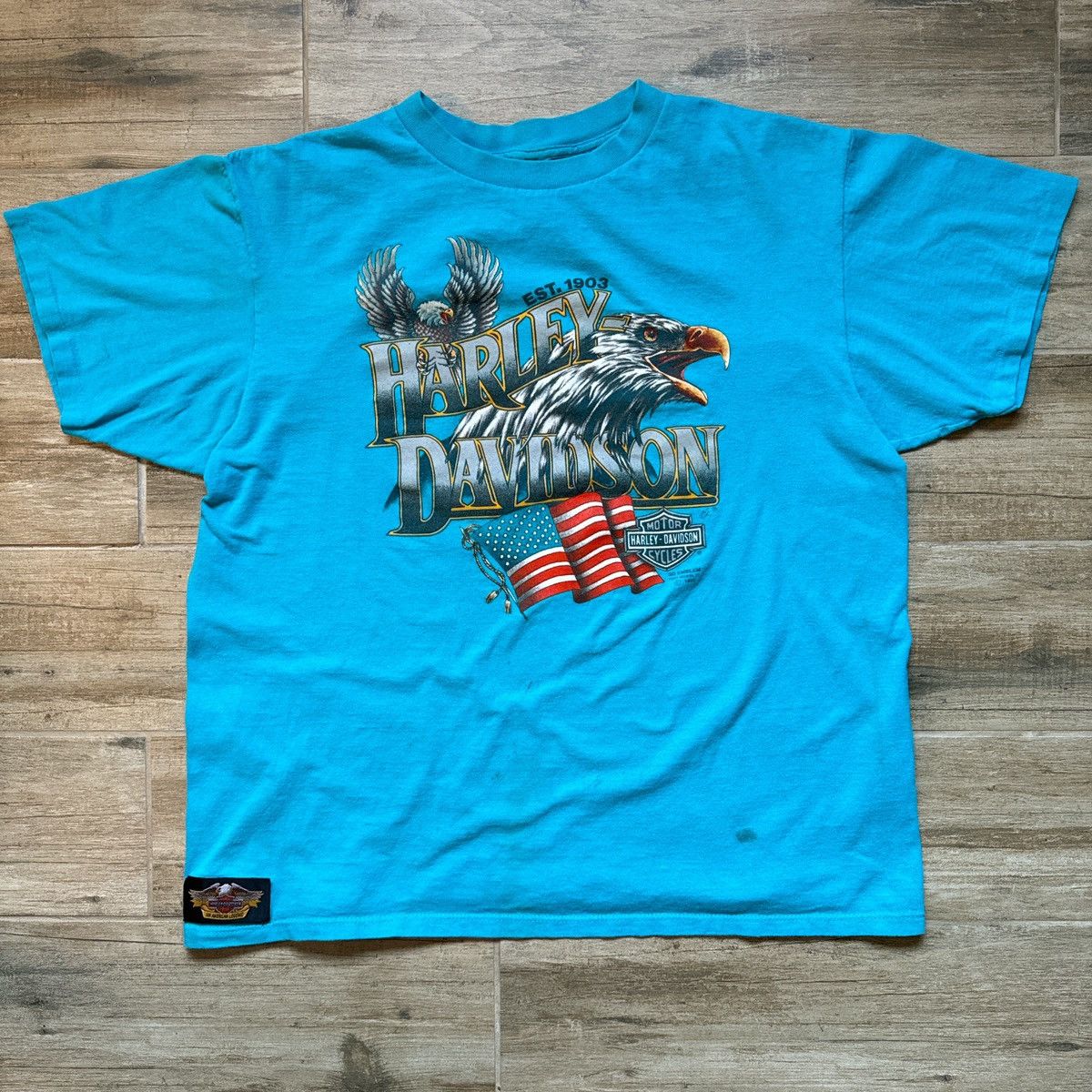 image of 3D Emblem Harley Davidson Tee XL in Blue, Men's