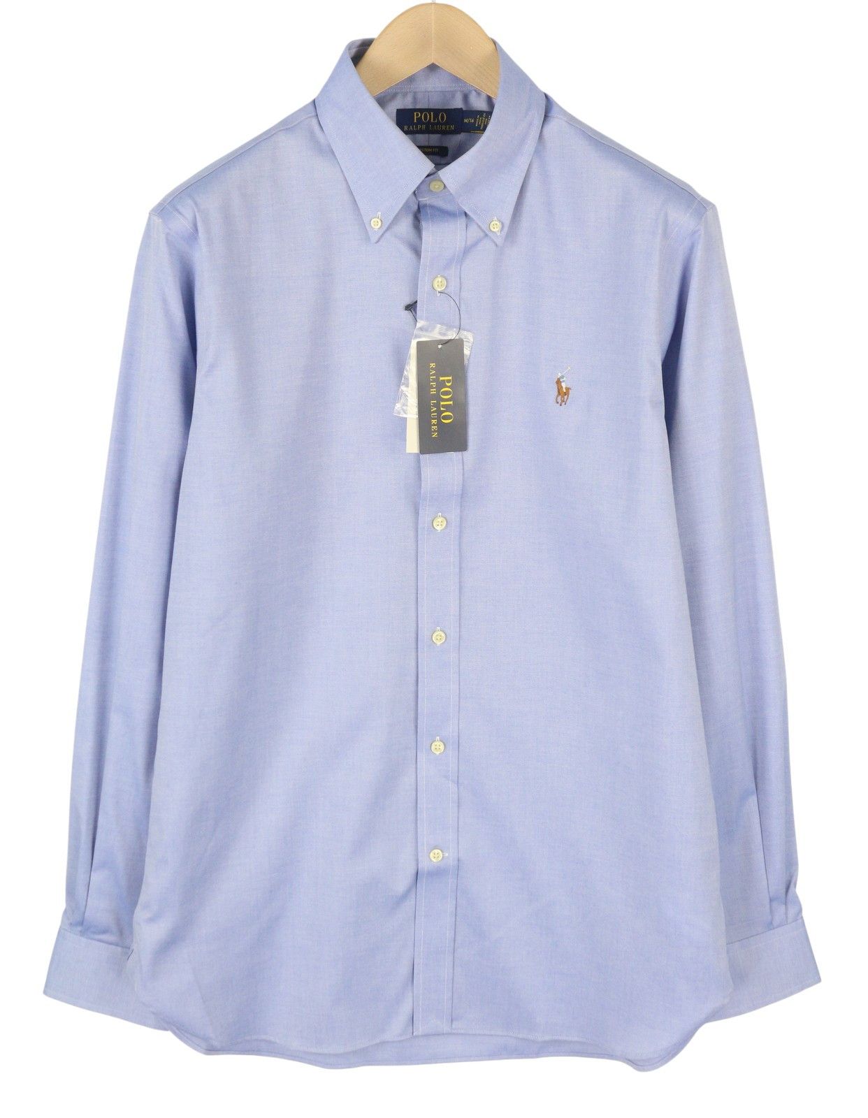 Ralph Lauren CORE REPLEN M Blue Button Down Neck Custom Shirt 87000 Size US M / EU 48-50 / 2 - 1 Thumbnail