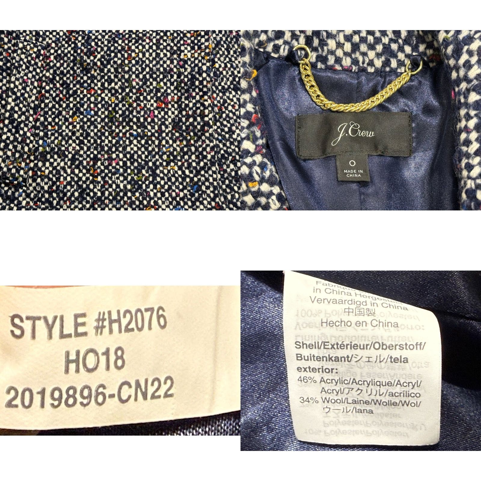 J.Crew J.CREW DAPHNE COAT ITALIAN TWEED Multicolor Wool Blend Womens Size 0 EUC H2076 Speckle Basic Coat Size XS / US 0-2 / IT 36-38 - 8 Thumbnail