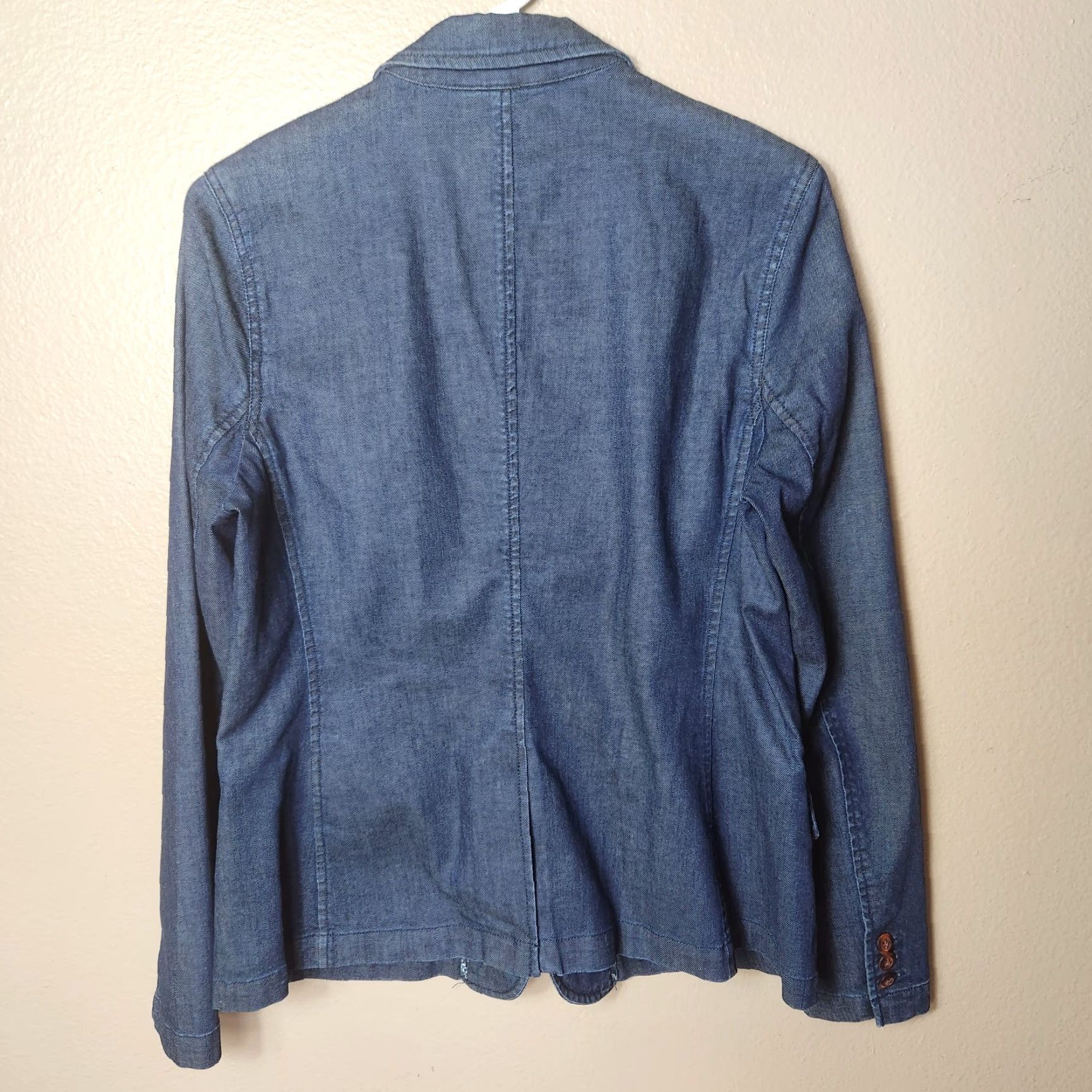 Vintage Sundance Tania Denim Dark Wash One Button Blazer-Size 10 Womens Blazer Denim Blue Bohemian Western Vintage-Style Jacket with Pockets Surgeon Cuffs Size L / US 10 / IT 46 - 7 Thumbnail