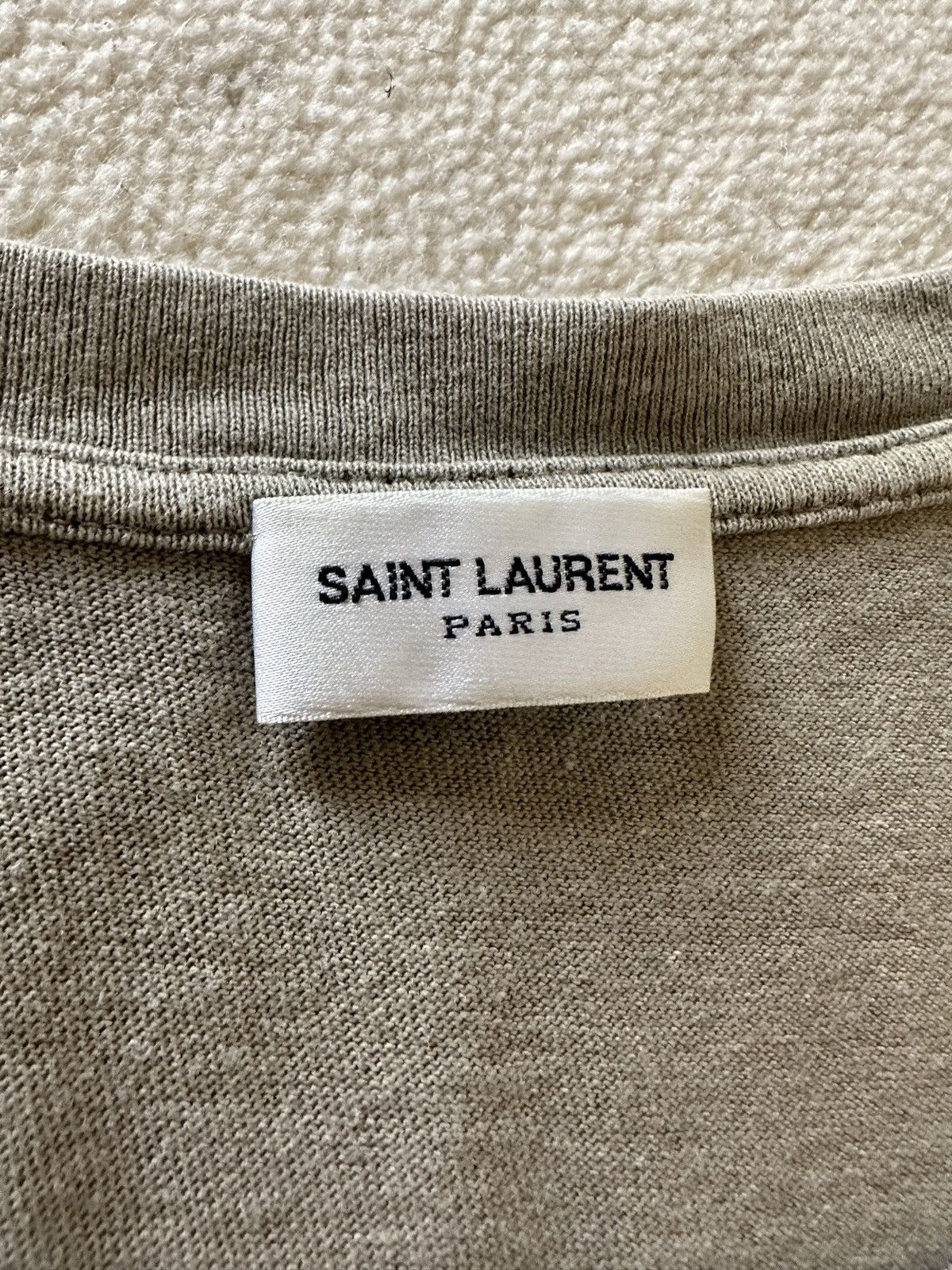 Saint Laurent Paris $550 Saint Laurent Rive Gauche logo t shirt olive khaki Size US S / EU 44-46 / 1 - 23 Thumbnail