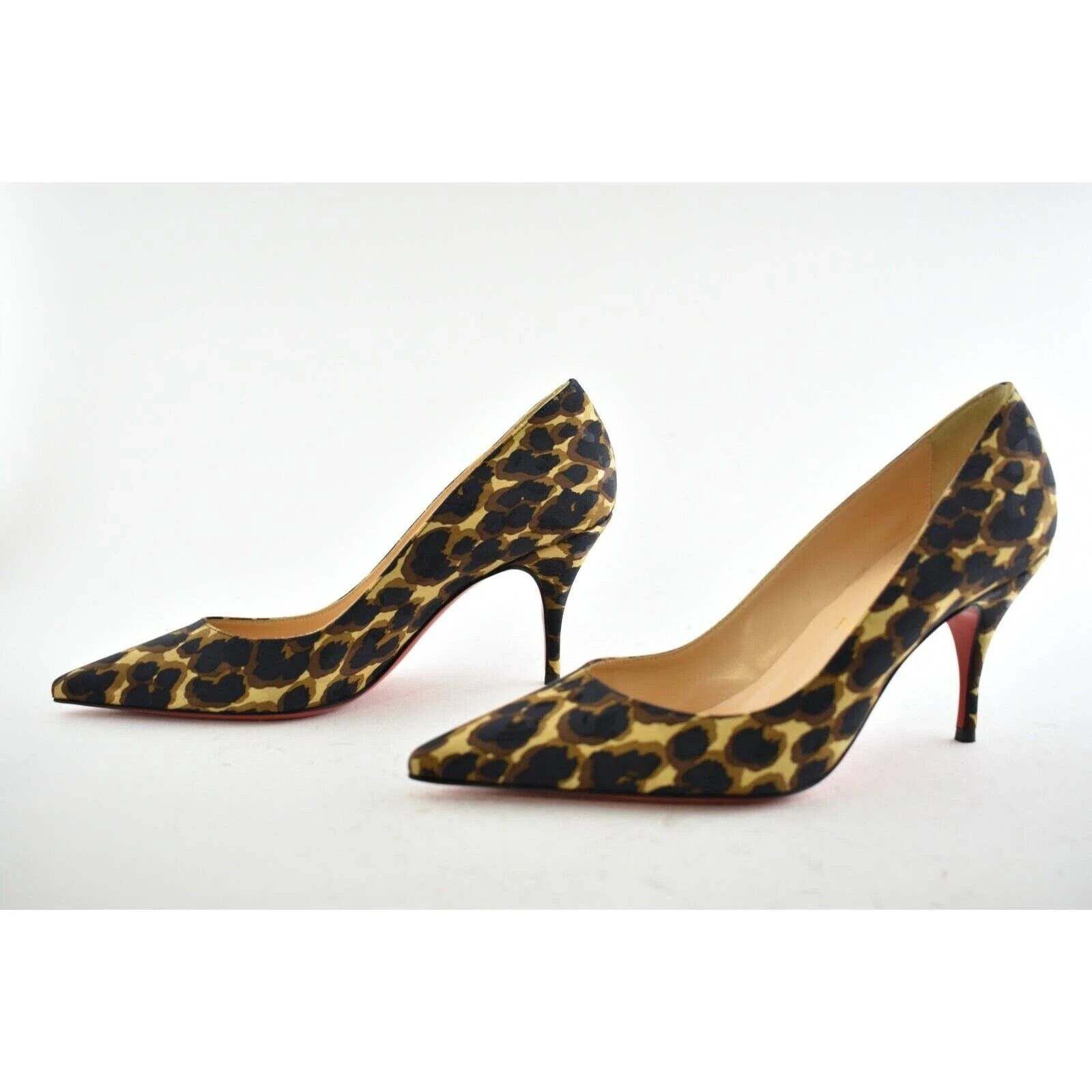 Christian Louboutin Christian Louboutin Clare 80 Soie Leopard Brown Black Silk Size US 6 / IT 36 - 6 Thumbnail