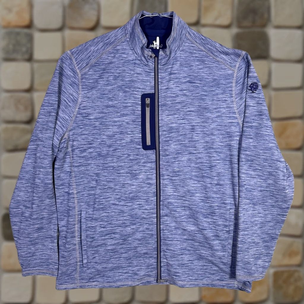 johnnie-O Johnnie-O Jacket Mens XL Full Zip Tech Heather Seqouia Lake Blue JMJK1890 Jacket Mens XL Blue Athleisure Golf Size US XL / EU 56 / 4 - 1 Thumbnail