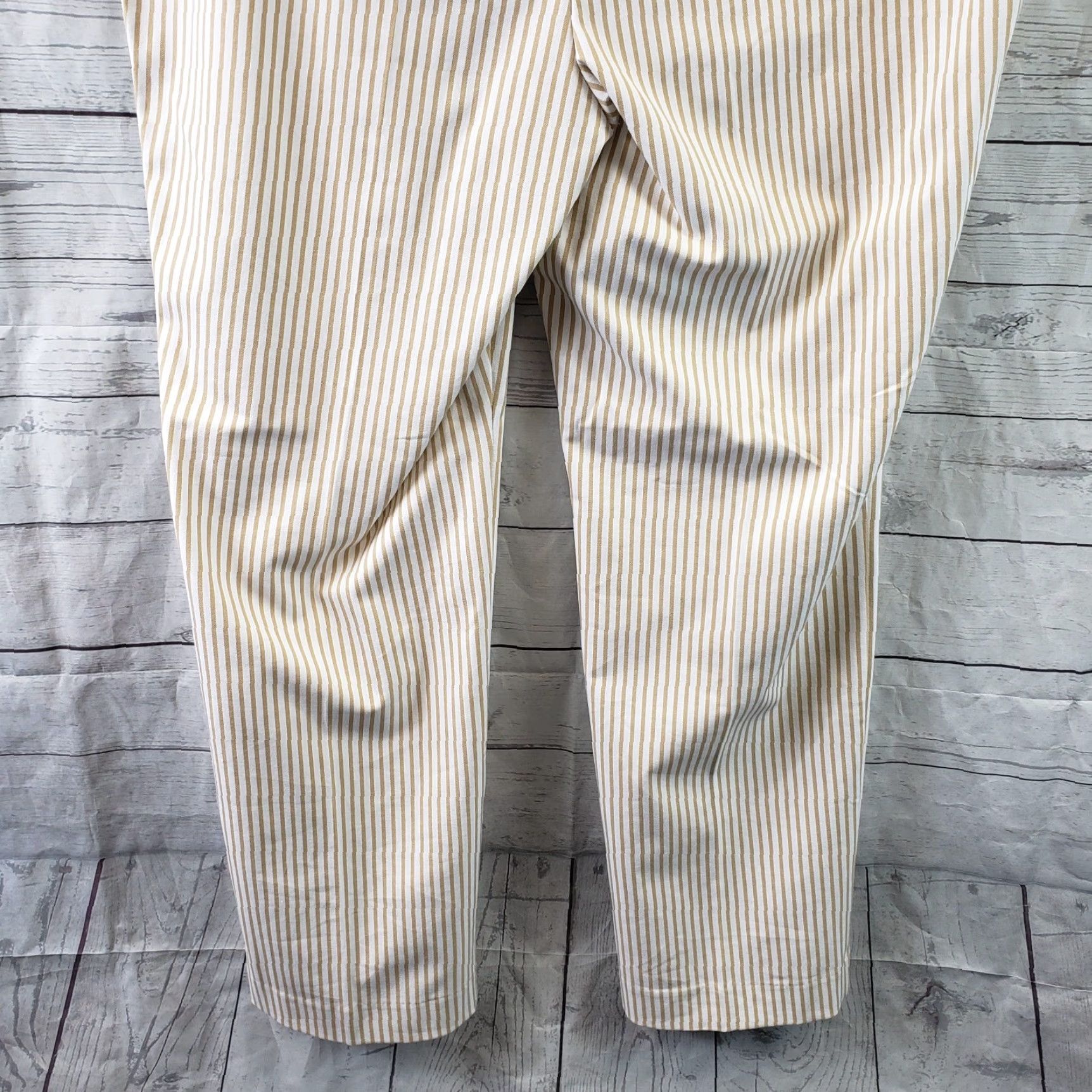 Vintage Chicos Womens Pants Sz 16 Tan White Stripe High Rise Cotton Blend Size 38" / US 16 / IT 52 - 5 Thumbnail