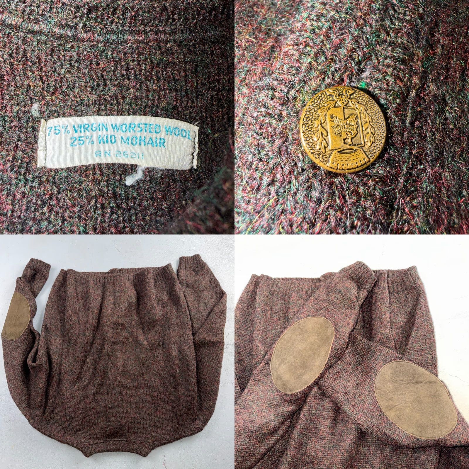 Vintage VTG 60s Kid Mohair Cardigan Sweater Medium Cobain Shaggy Wool Rockabilly 1960s Size US M / EU 48-50 / 2 - 8 Thumbnail