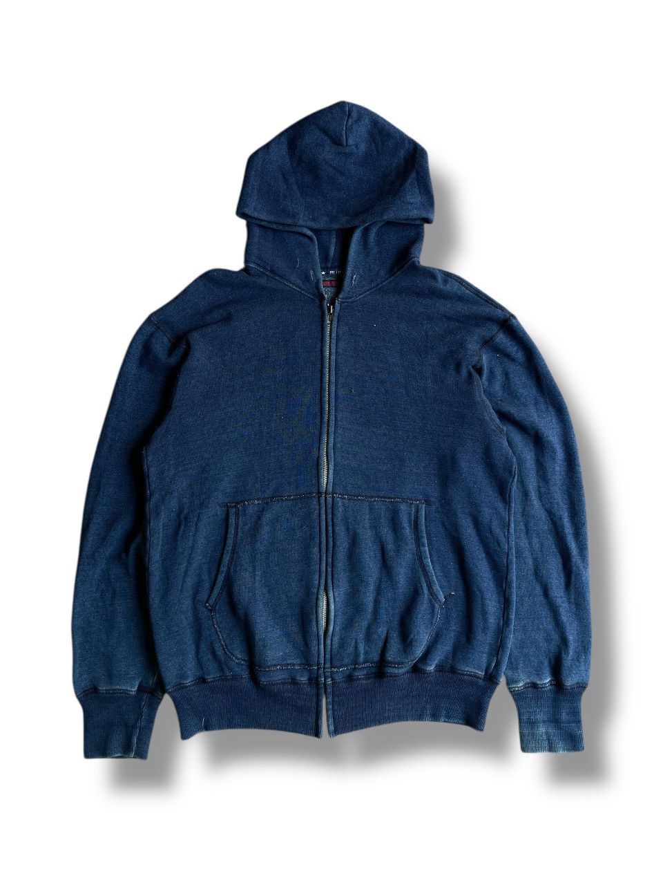 Blue Blue Zipper Hoodie Jacket Blue Indigo