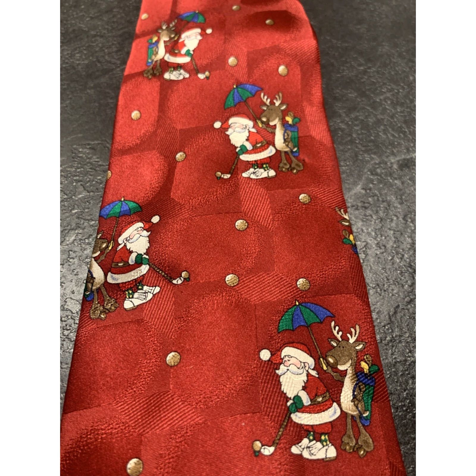Vintage American Greetings Snowmen Necktie Tie 100% Silk Red Classic 58.5" Winter Mens Size ONE SIZE - 3 Thumbnail