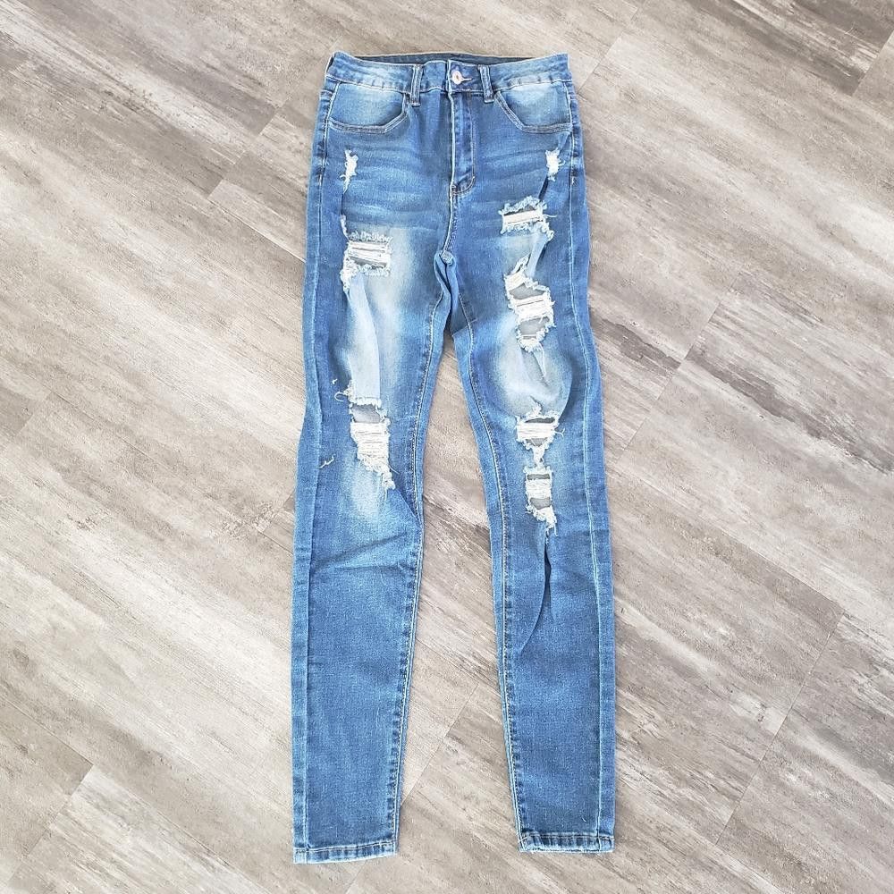 Shein Denim Distressed SHEIN High Waisted Skinny Jean Size 28" / US 6 / IT 42 - 1 Thumbnail