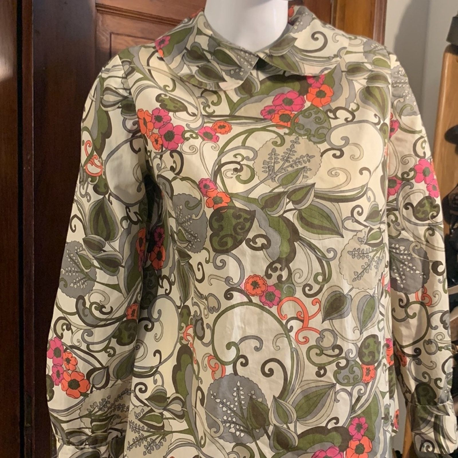Vintage 60’s handmade retro floral botanical blouse Size M / US 6-8 / IT 42-44 - 6 Thumbnail