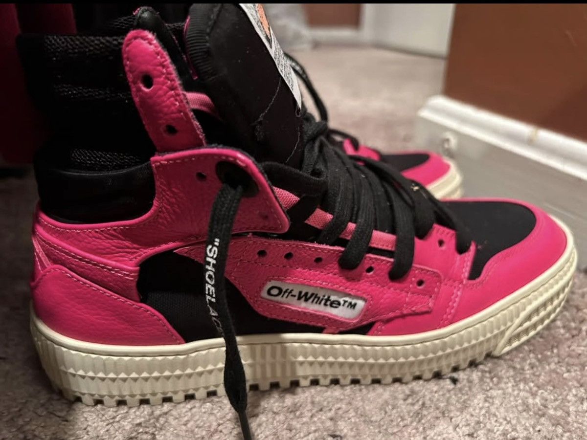 Off-White Off-White Off Court 3.0 High Top Sneakers-Black/Fuchsia Pink Size US 5 / EU 37 - 3 Thumbnail