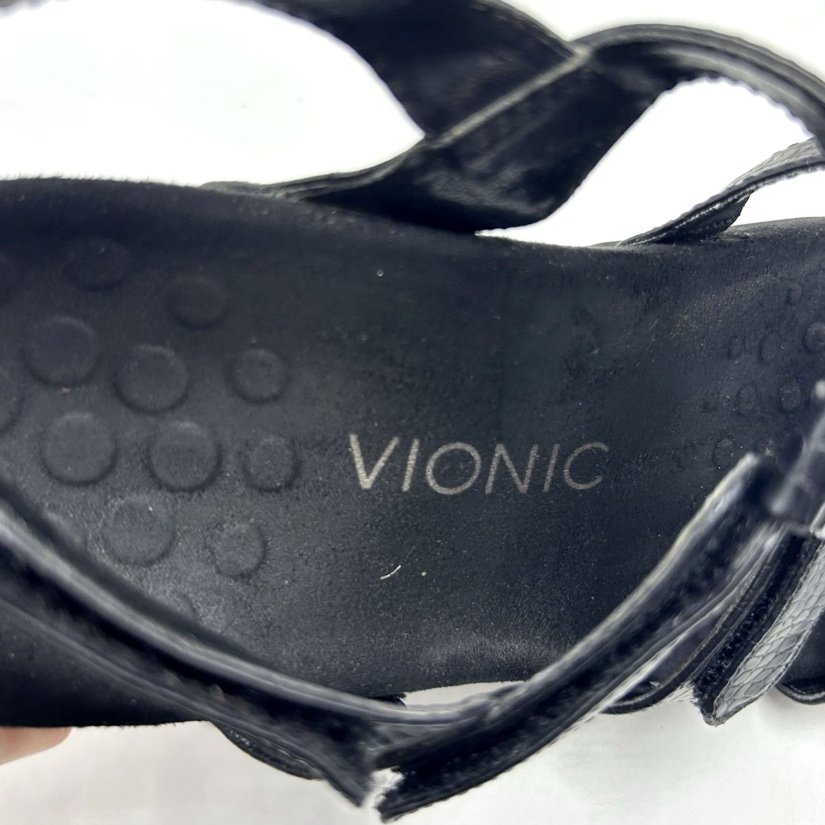 Vionic Vionic Sandals Women 7 Amber Black Python Adjustable Strappy Slingback Size US 7 / IT 37 - 6 Thumbnail