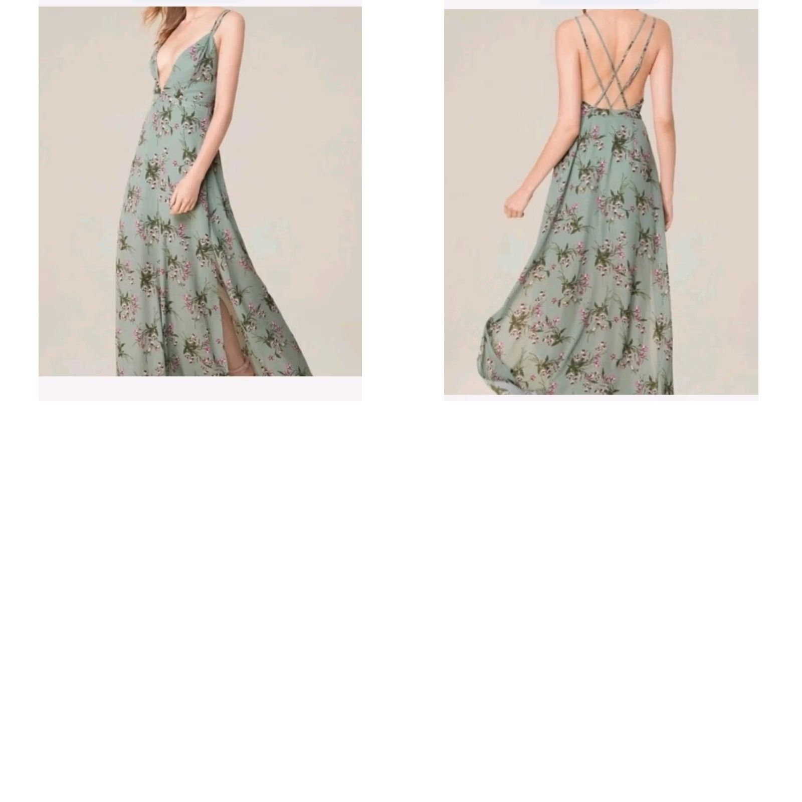 Bebe Bebe Dress Women’s 6 Green Floral Maxi Strappy Back Boho NWT Size M / US 6-8 / IT 42-44 - 10 Thumbnail