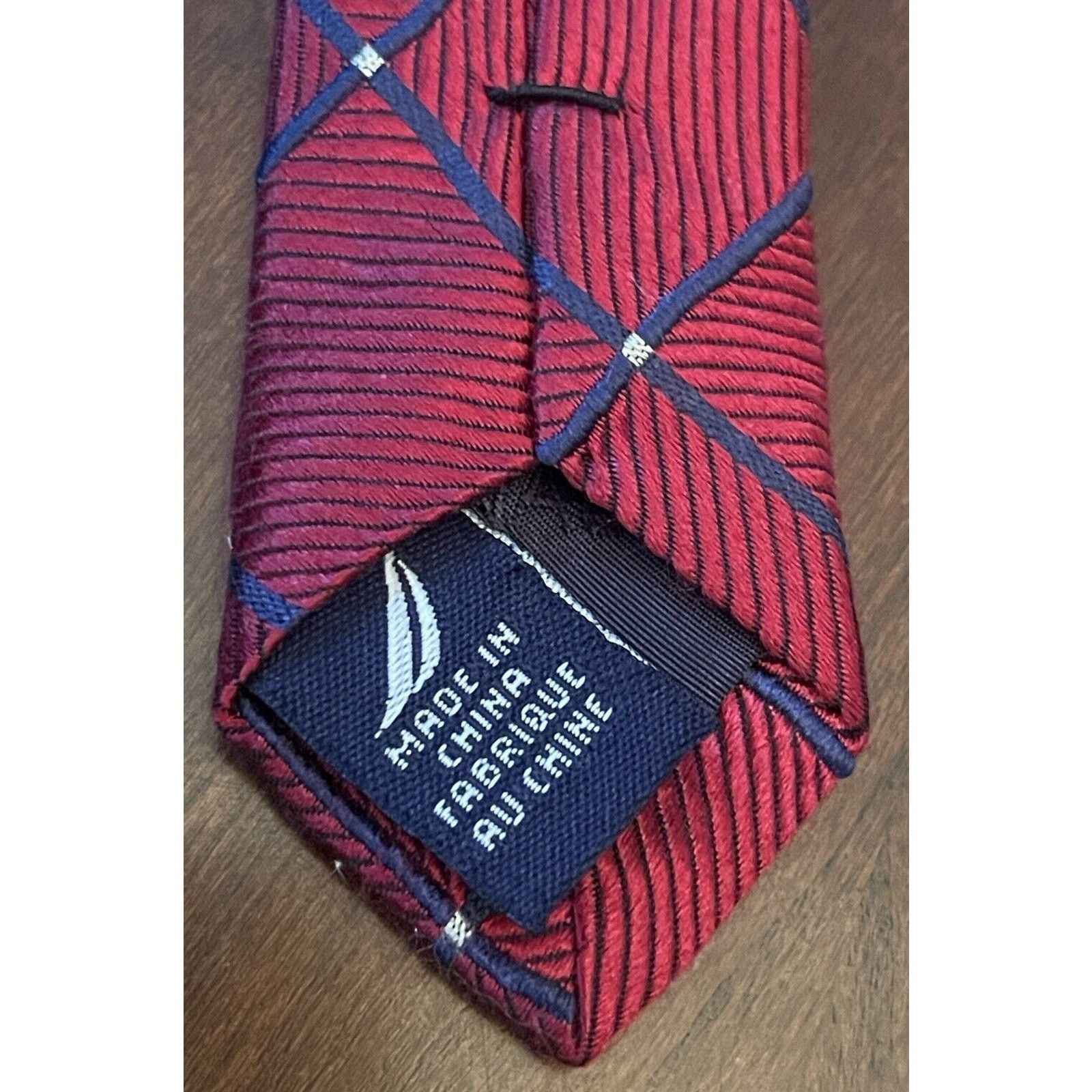 Nautica Nautica Red Blue 100% Silk Men’s Neck Tie Made In China Size ONE SIZE - 7 Thumbnail