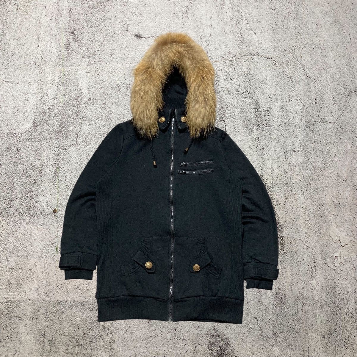 Japanese Brand 2000s Lorenzo Fur Ziphoodie Black Lgb Punk Gothic Style Size US M / EU 48-50 / 2 - 1 Thumbnail