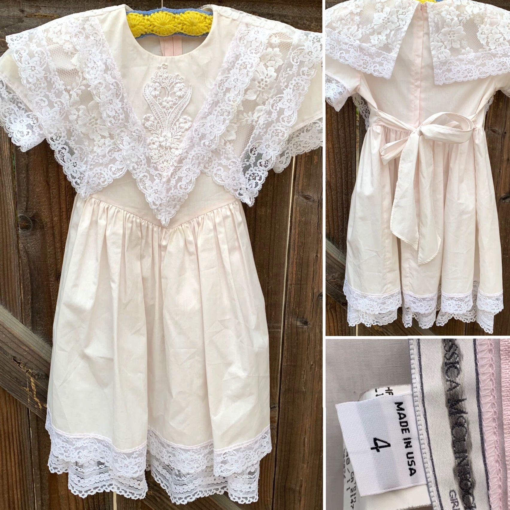 Jessica McClintock VINTAGE Jessica McClintock Girls dress Lace accents Cottagecore Made in USA 4 Pink 1980s Party Short Sleeve Cotton/Polyester/Nylon Girls Size ONE SIZE - 6 Thumbnail