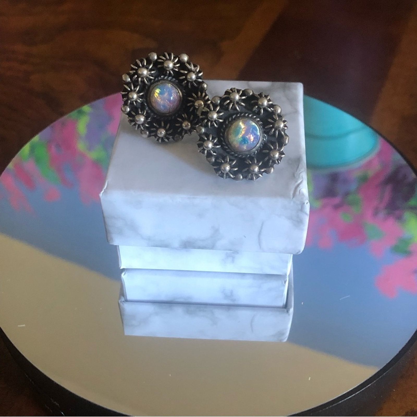 Jewelry Antique genuine opal 800 Mexican silver earrings Size ONE SIZE - 2 Thumbnail