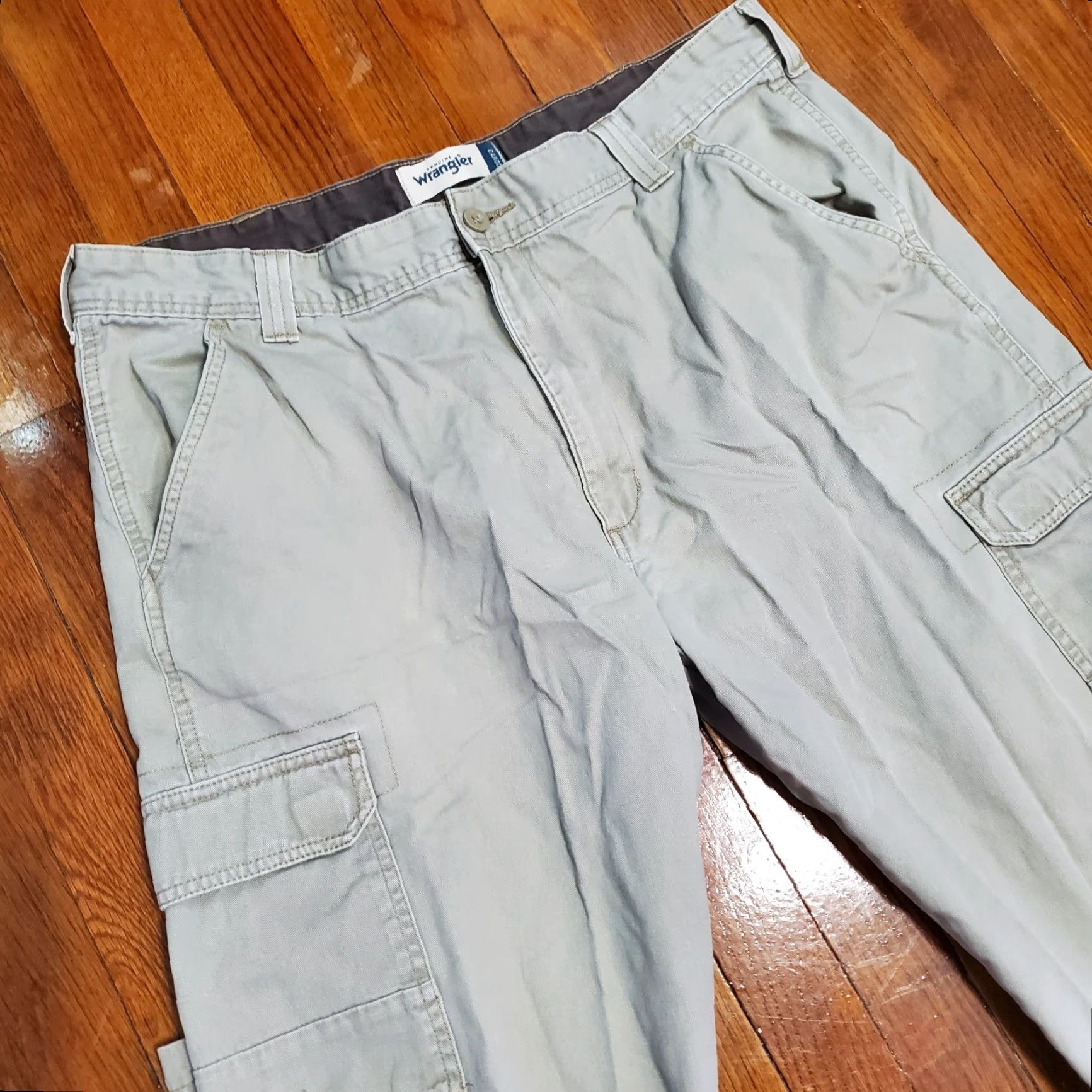 Wrangler Wrangler Men's Cargo Pants Twill Beige 38x30 Regular Cotton Workwear 90s Grunge City Hip Hop 3D Logo Jeans Pan ts Size US 38 / EU 54 - 5 Thumbnail