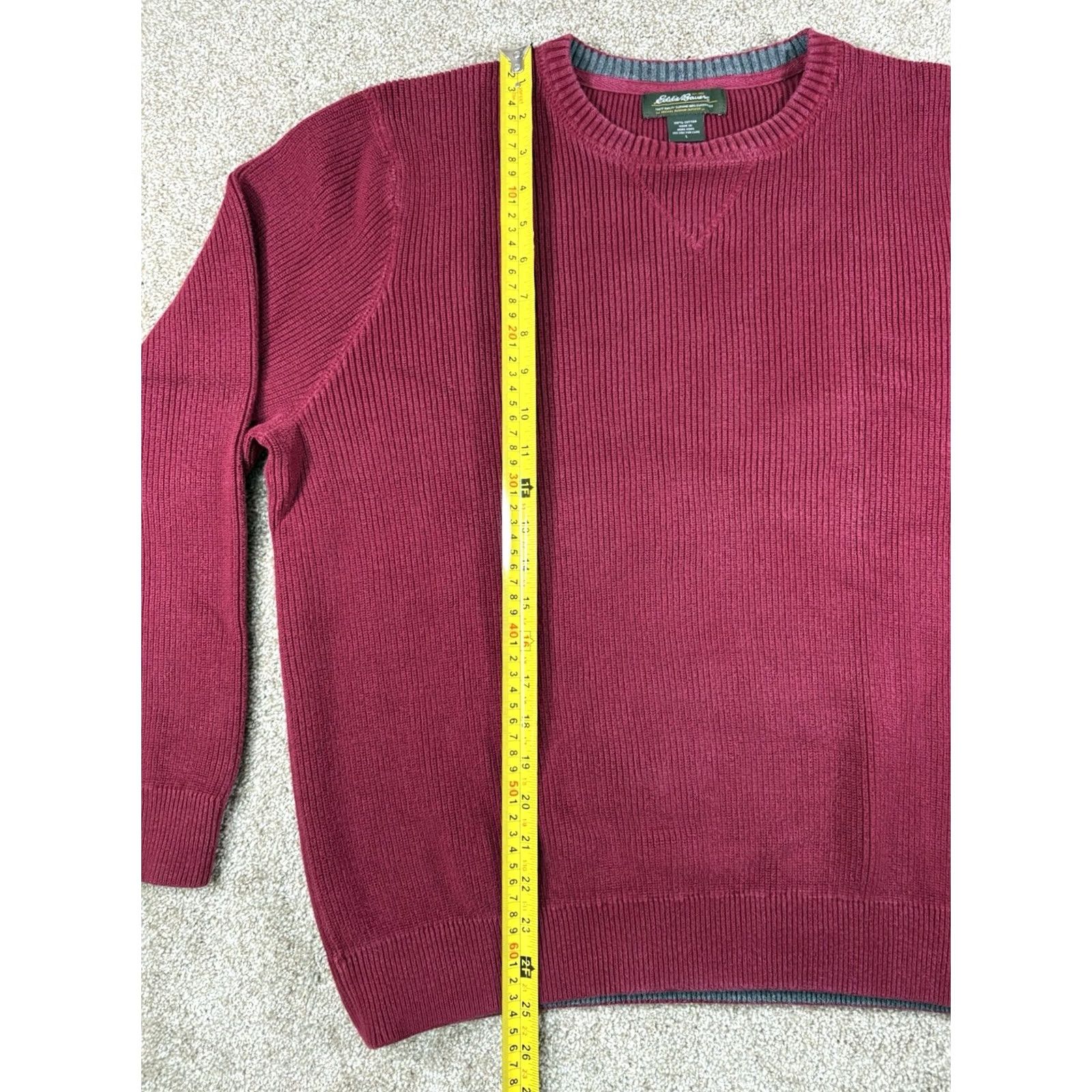 Eddie Bauer VINTAGE Eddie Bauer Sweater Mens L Red Ribbed CrewNeck 100% Cotton Knit Pullover Long Sleeve Casual 90s Retro USA Mens Size US L / EU 52-54 / 3 - 7 Thumbnail