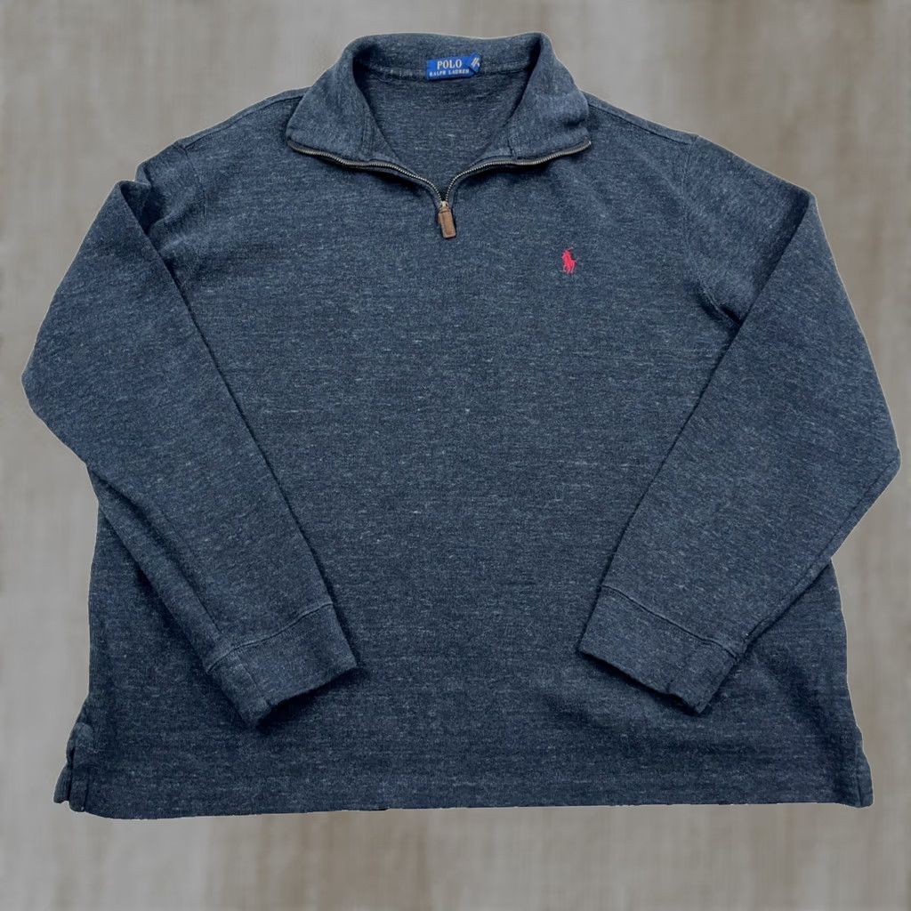 Polo Ralph Lauren Polo Ralph Lauren Sweater Men 2XL XXL Gray Red Quarter 1/4 Zip Estate Pullover Size US XXL / EU 58 / 5 - 1 Thumbnail