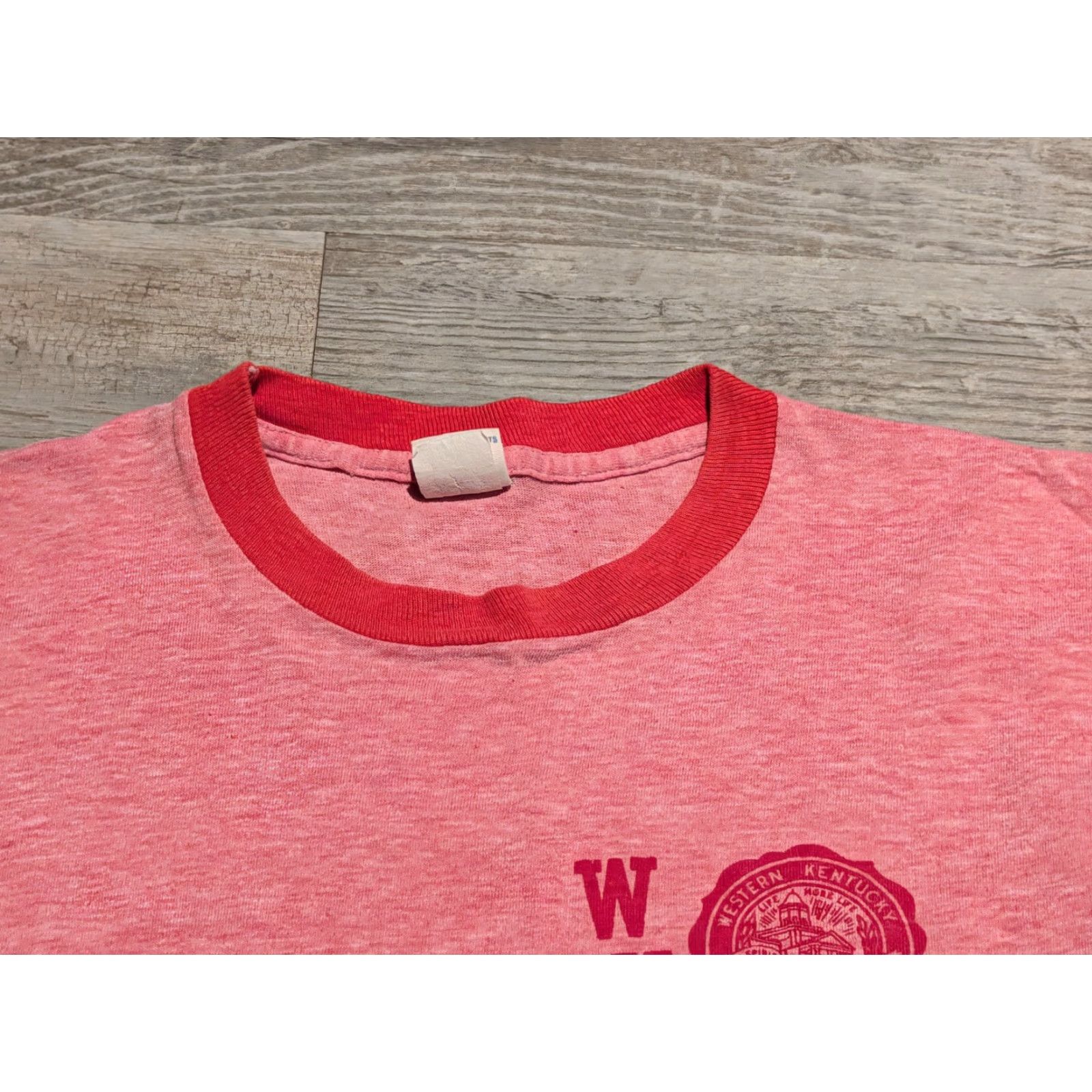 Champion Vtg 70s Champion WKU Western Kentucky University USA Made Ringer Tee S/M Pink Size ONE SIZE - 3 Thumbnail