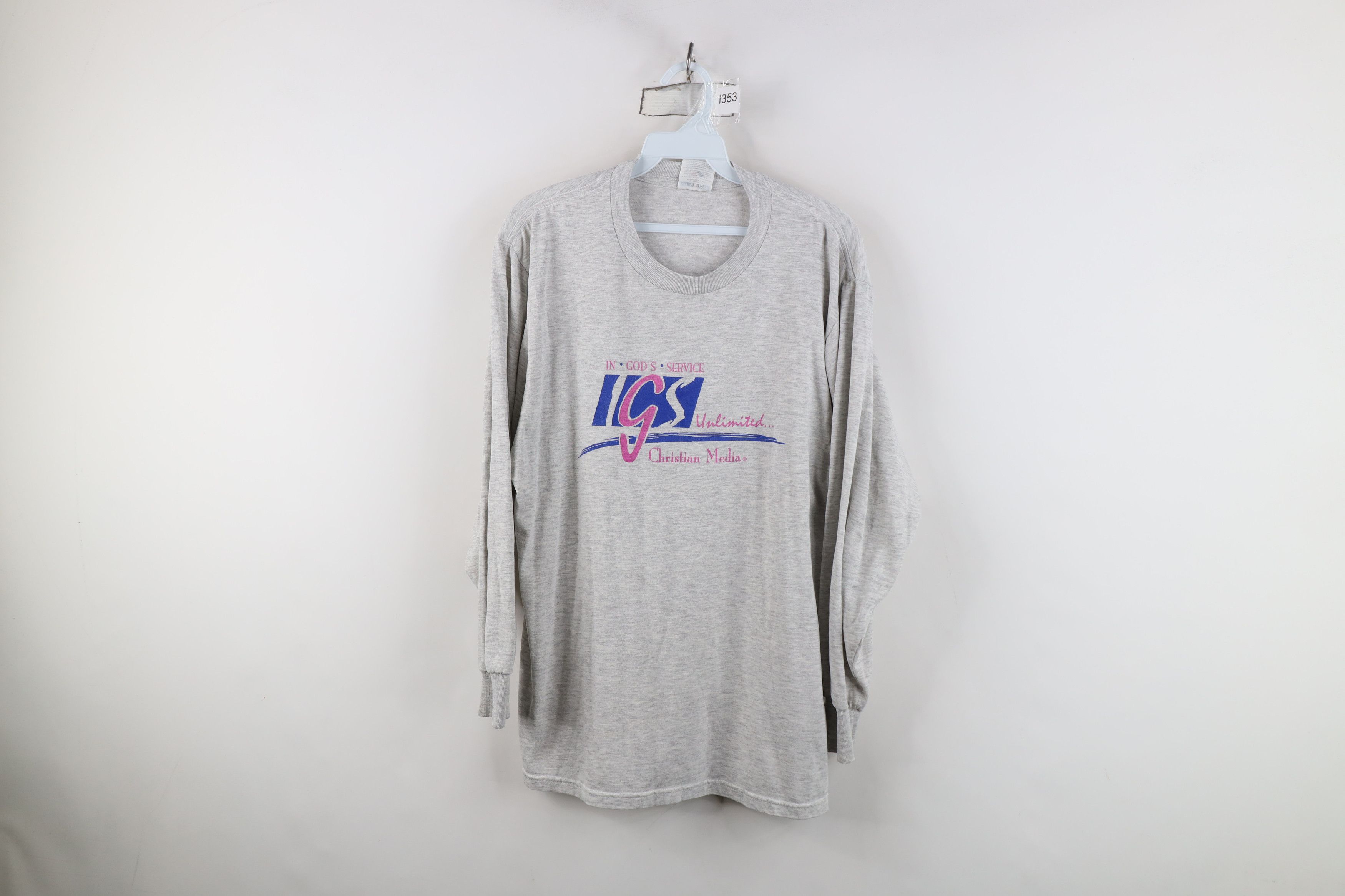 Vintage Vintage Christian Medium In Gods Service Long Sleeve T-Shirt Size L / US 10 / IT 46 - 1 Thumbnail