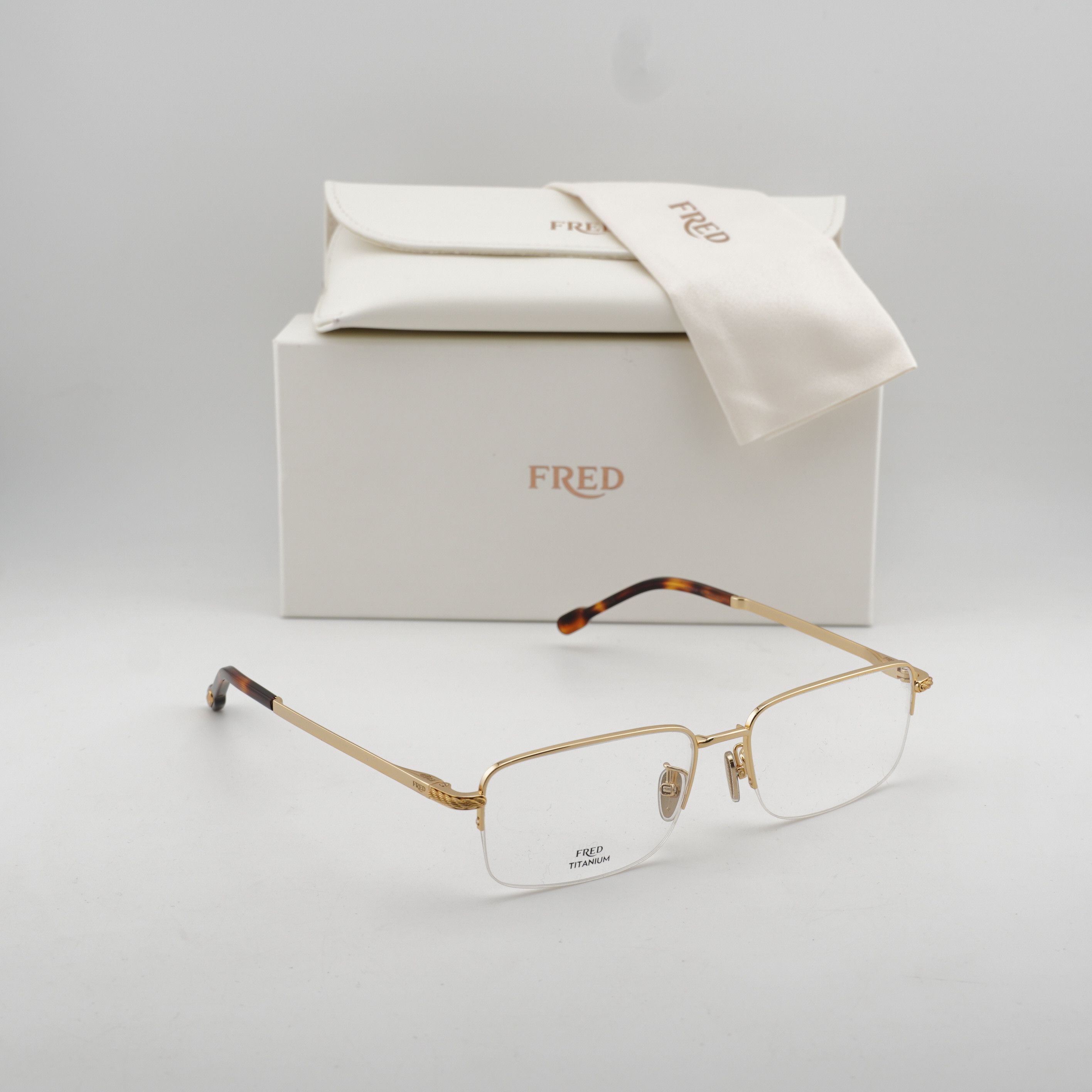 FRED Fred FG50024F 032 Eyeglasses Gold 56mm Rectangle Frame Size ONE SIZE - 9 Thumbnail