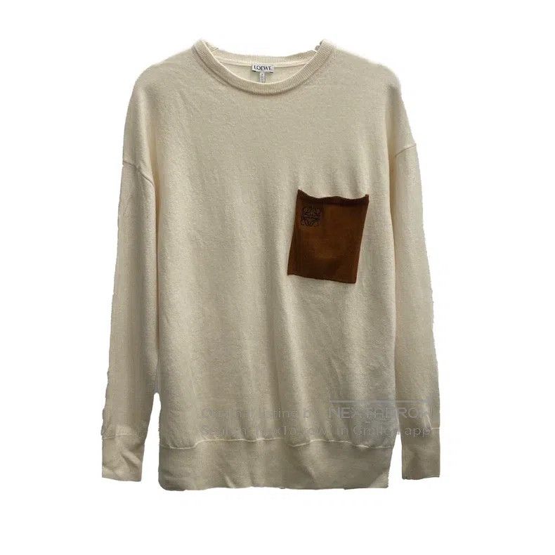 Loewe Loewe Beige pocket logo round-neck wool sweater Size S / US 4 / IT 40 - 1 Thumbnail