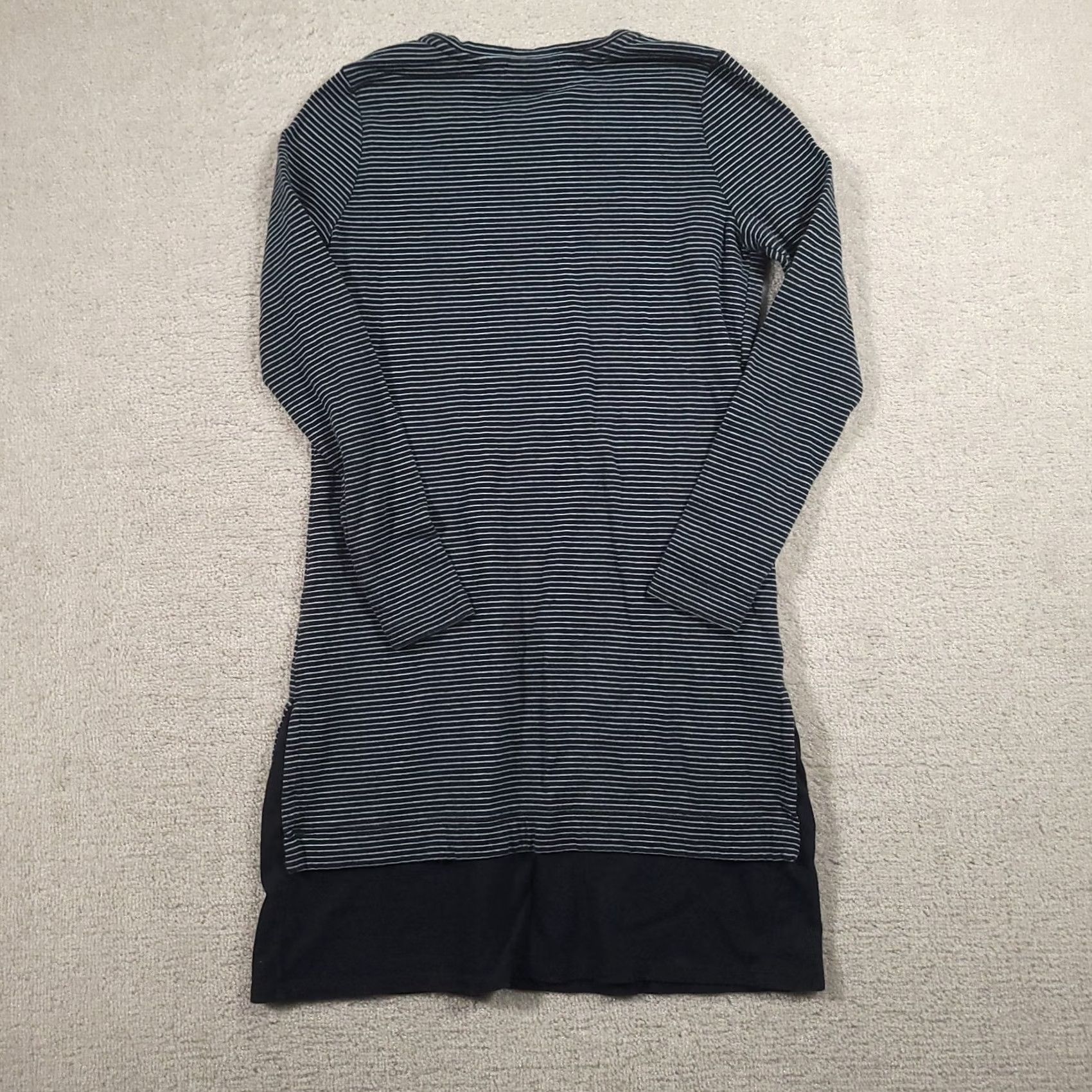 J. Jill J. Jill Striped Dress Shirt Navy Blue Mixed Media Cotton Shirttail Knee Length Women S Black? Size S / US 4 / IT 40 - 7 Thumbnail