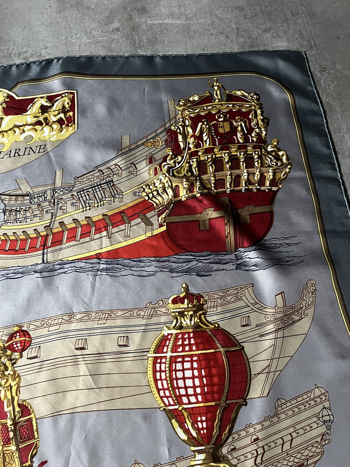 Hermes Hermes silk scarf Grande Marine Marie-Francoise Heron 1979 Size ONE SIZE - 4 Thumbnail