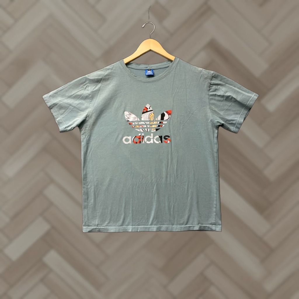 Adidas Adidas Men's T-Shirt Crew Neck Short Sleeve Logo Graphic Cotton Casual Athletic XL Teal Green Size US XL / EU 56 / 4 - 1 Thumbnail