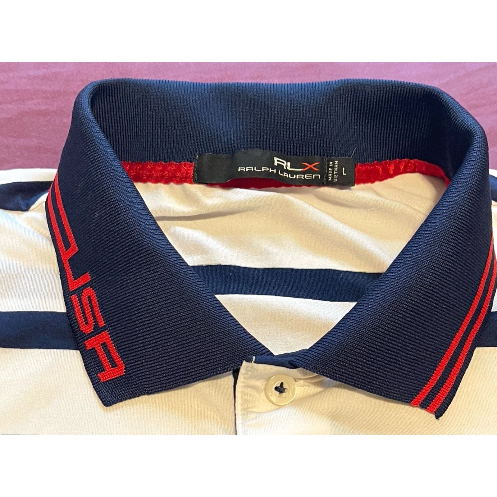 Ralph Lauren RLX Ralph Lauren Ryder Cup USA 2016 Polo Shirt Mens Size L Striped Multicolor Short Sleeve Golf Shirt Size US L / EU 52-54 / 3 - 3 Thumbnail