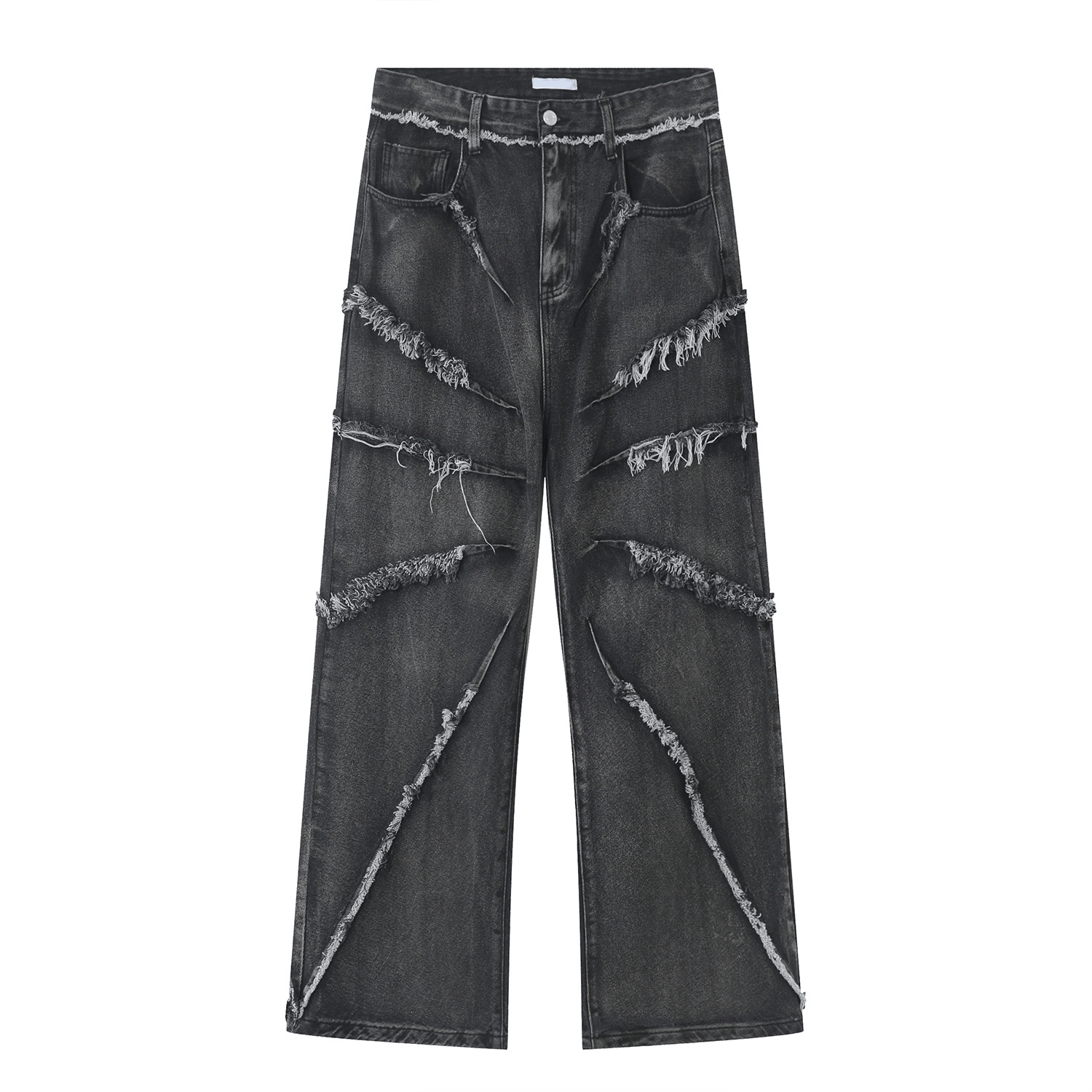 Fringed Shadow Baggy Denim Jeans