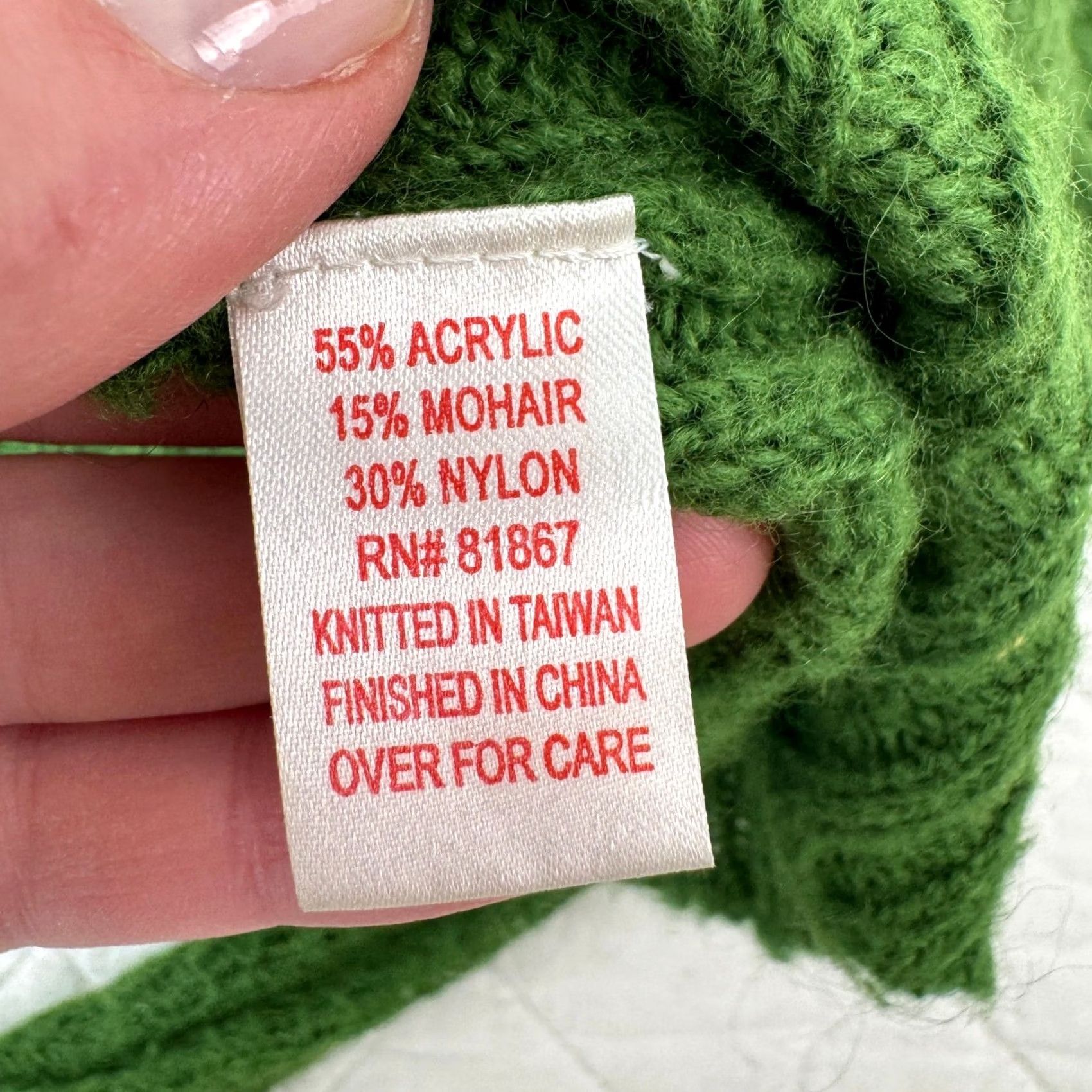 Vintage JJ Basics Cardigan Sweater Womens L Green Mohair Blend Open Knit Shawl Collar Size L / US 10 / IT 46 - 4 Thumbnail