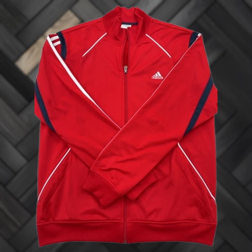 Adidas Adidas Men's Red Blocking Track Jacket 3-Stripes Full Zip L Size US L / EU 52-54 / 3 - 1 Thumbnail