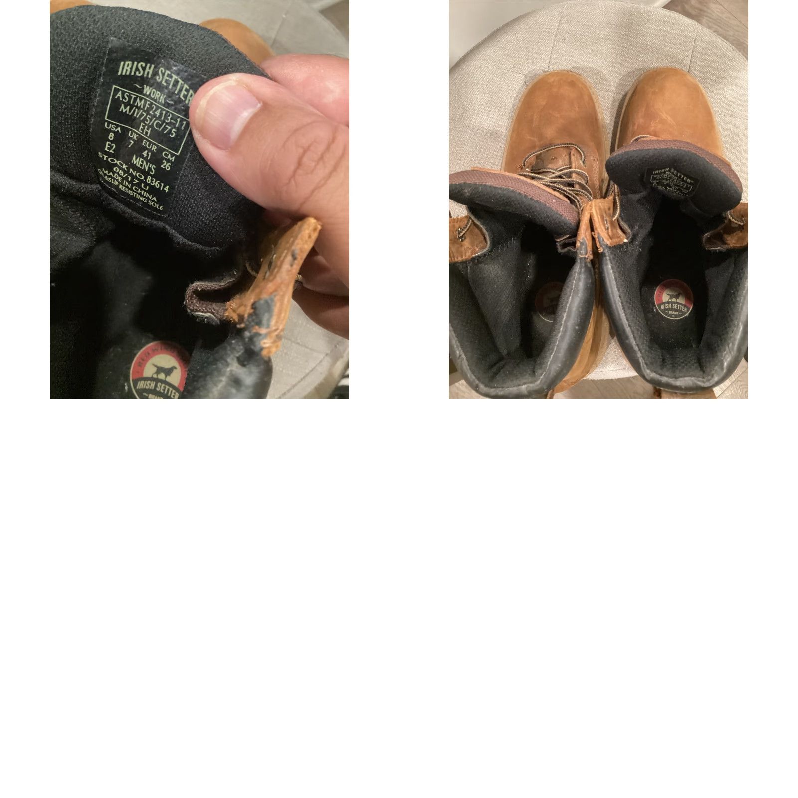 Vintage Red Wing Irish Setter Boots Men's 8 Brown Leather Waterproof Safety Toe Lace-Up Work Size US 8 / EU 41 - 8 Thumbnail