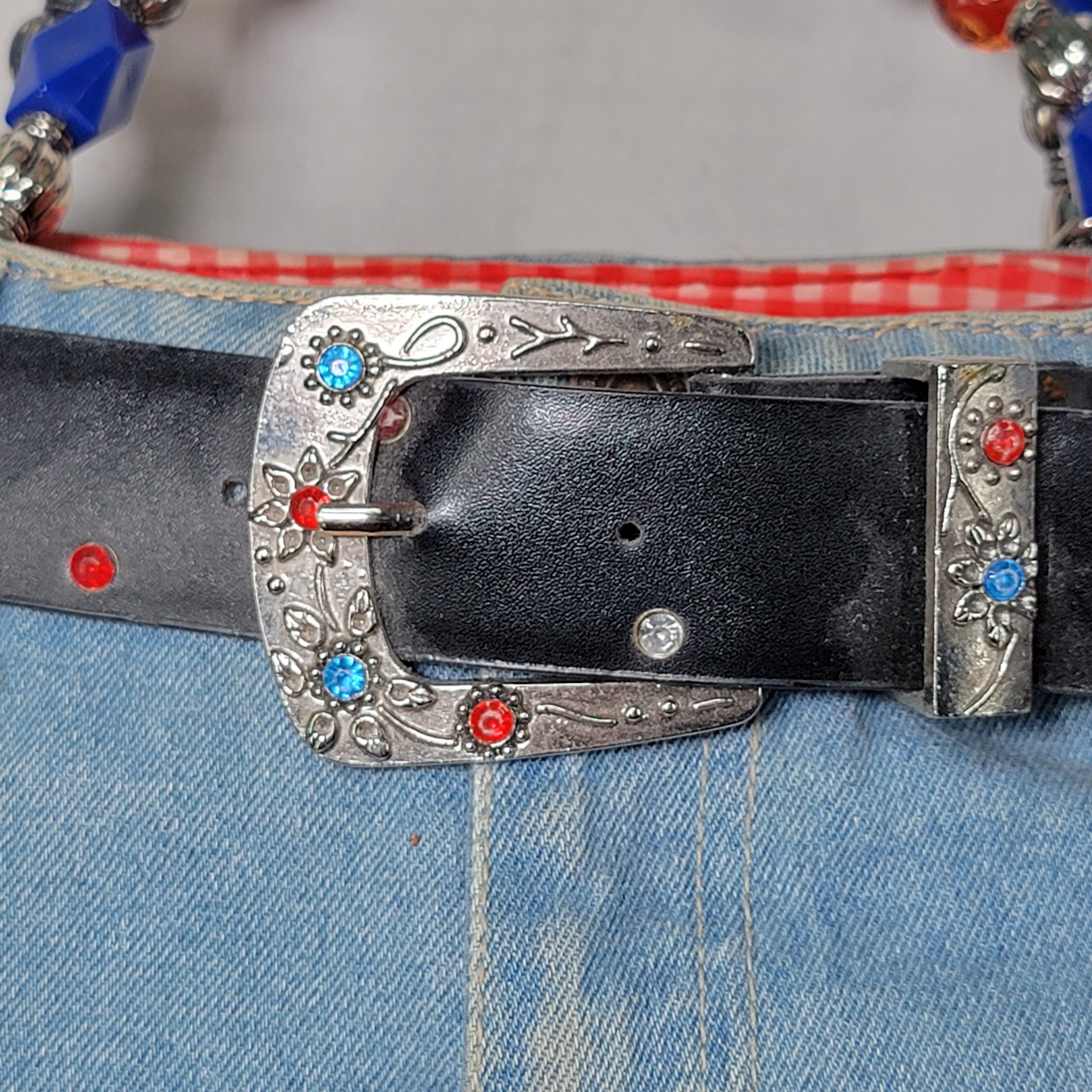 Other Texas Denim Jeans Western Purse w/ Beaded Handles Size ONE SIZE - 3 Thumbnail