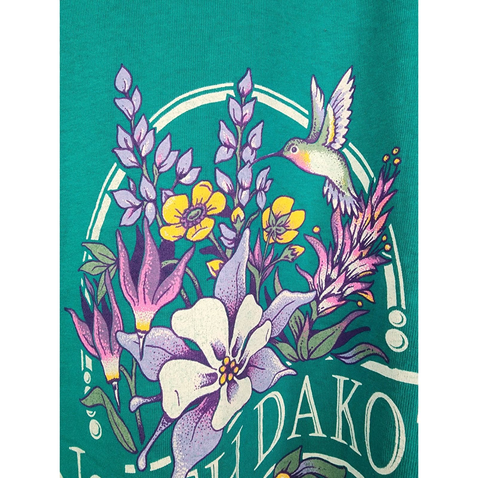 Jerzees × Vintage Vintage North Dakota Shirt Flower Nature Teal 90s T-shirt L Size US L / EU 52-54 / 3 - 3 Thumbnail