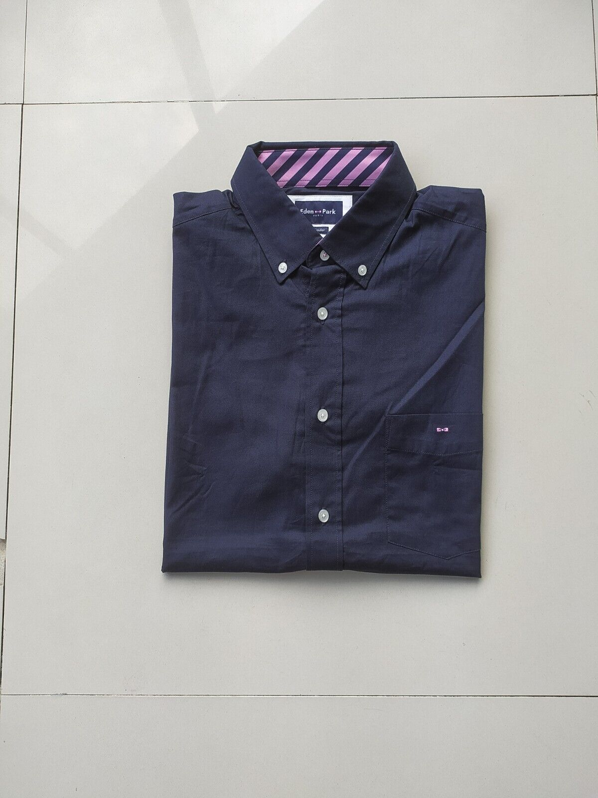 image of Eden Park Half Sleeve Shirt Embroidery On The Back $140 in Dark Blue, Men's (Size Large)