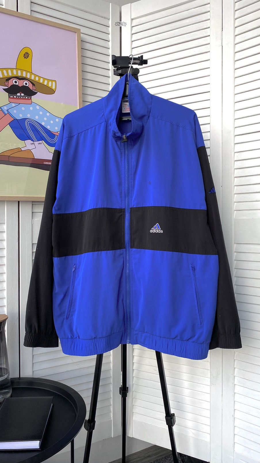 Adidas × Vintage Vintage Adidas Track Retro Jacket Back Big Logo 90s Blue Size US L / EU 52-54 / 3 - 1 Thumbnail