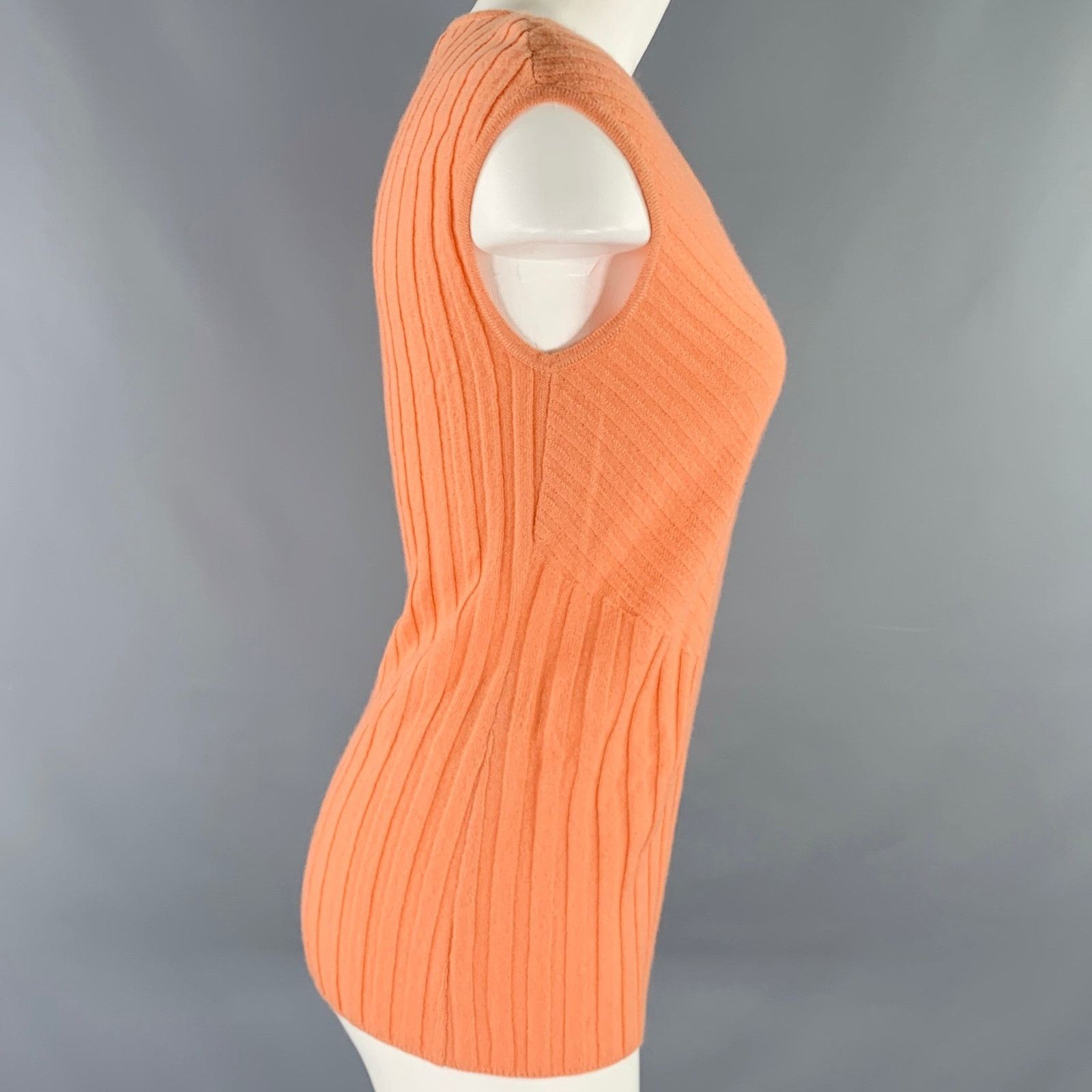 Other ST. JOHN Size S Orange Ribbed Sleeveless Casual Top Size S / US 4 / IT 40 - 3 Thumbnail