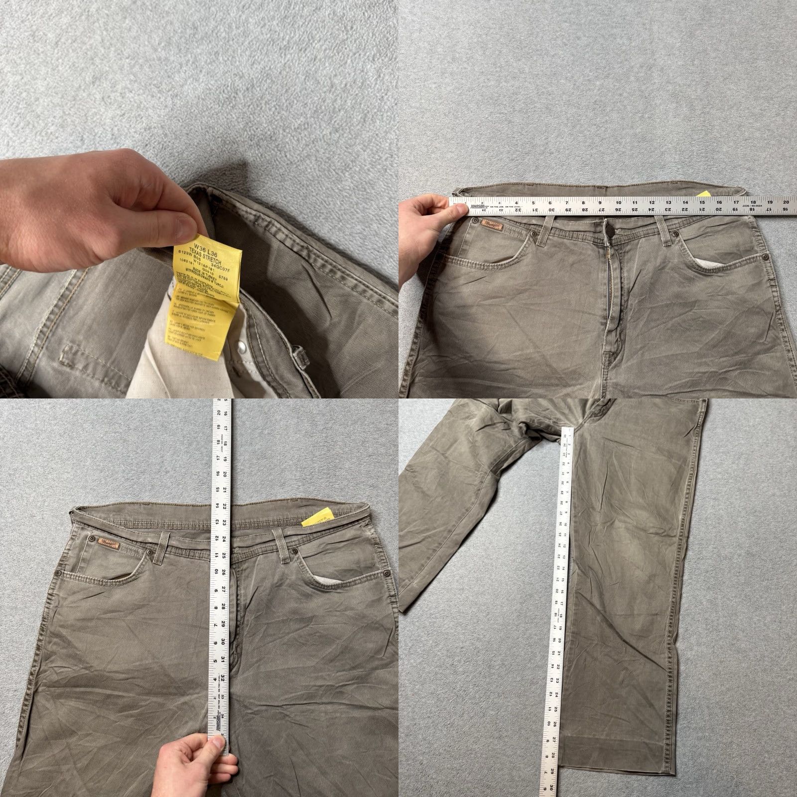 Wrangler Jeans Mens 36x36 Gray Denim Relaxed Straight 5-Pocket Inseam 29 Genuine Wrangler Retro Bootcut Western Shirt?