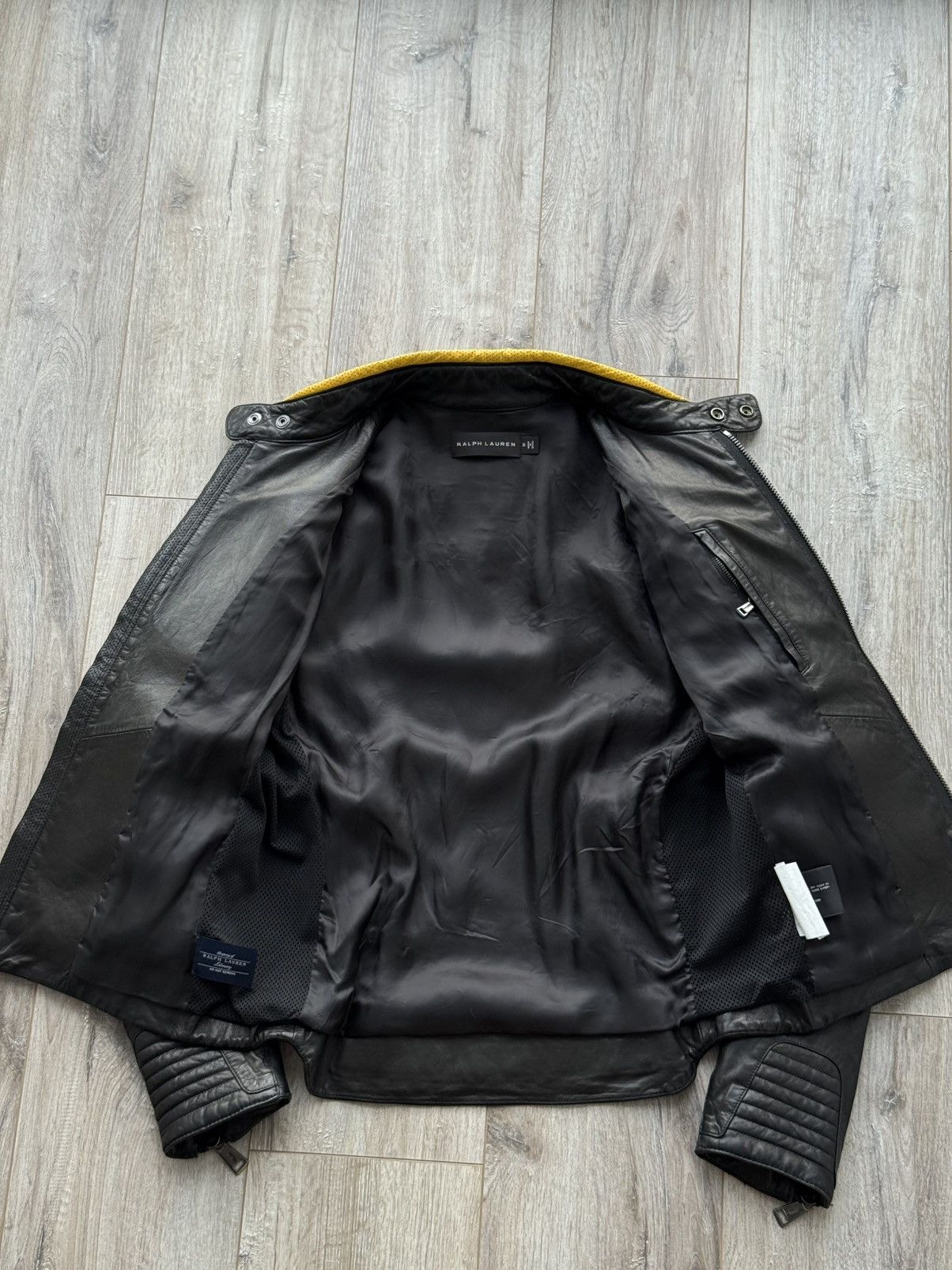Ralph Lauren Black Label ARCHIVE 5/5 LEATHER MOTO JACKET WITH RIBBED ARMOR DETAILING Size US M / EU 48-50 / 2 - 16 Thumbnail