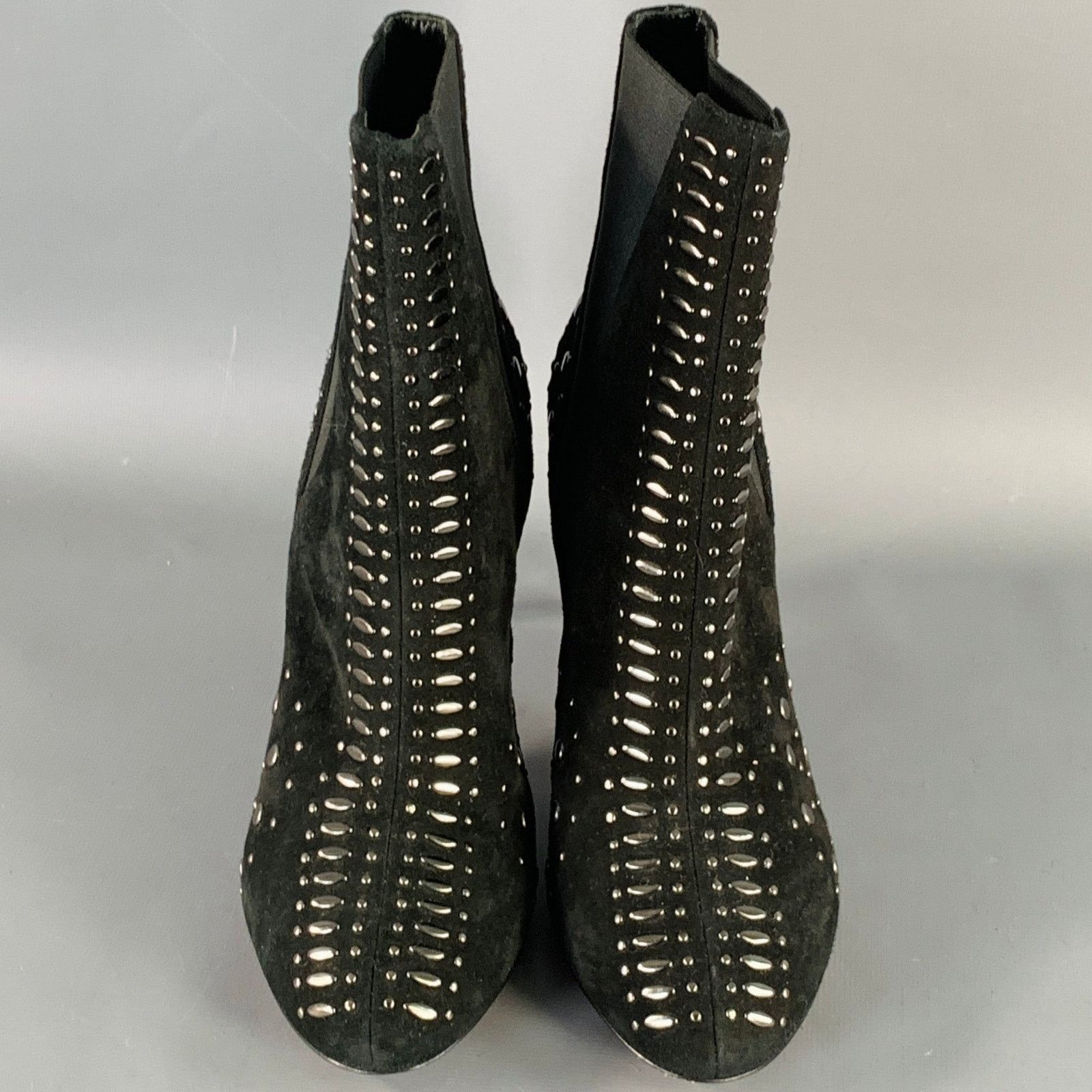 Alaia ALAIA Size 7.5 Black Studded Suede Pull On Stiletto Booties Size US 7.5 / IT 37.5 - 4 Thumbnail